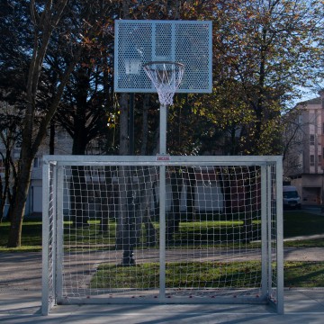 JUEGO PORTERÍAS GALVANIZADAS FÚTBOL SALA/BALONMANO - CANASTA BASKET