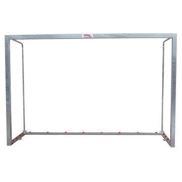 JUEGO PORTERÍAS GALVANIZADAS FÚTBOL SALA/BALONMANO METÁLICAS TRASLADABLES 80X80MM CON BASE 80X40MM