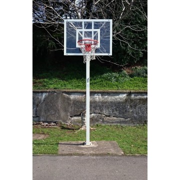 JUEGO CANASTAS MINIBASKET DELUXE MONOTUBO TUBO 100 FIJAS CON BASE PARA ANCLAJE -SIN TABLERO NI ARO-