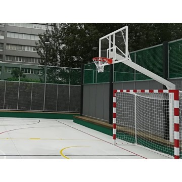 JUEGO CANASTAS BALONCESTO MONOTUBO NEW TUBO 140X140 MM FIJAS CON BASE PARA ANCLAJE VUELO 2,25 MTS