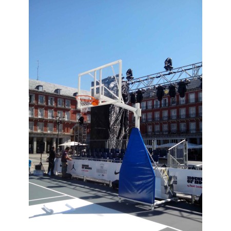 JUEGO DE 2 CANASTAS BALONCESTO DELUXE MONOTUBO TUBO 100 TRASLADABLE 2 RUEDAS CON CARRO  -SIN TABLERO, ARO