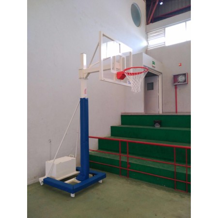 JUEGO DE 2 CANASTAS MINIBASKET DELUXE MONOTUBO TUBO 100 TRASLADABLE 2 RUEDAS CON CARRO  -SIN TABLERO,ARO