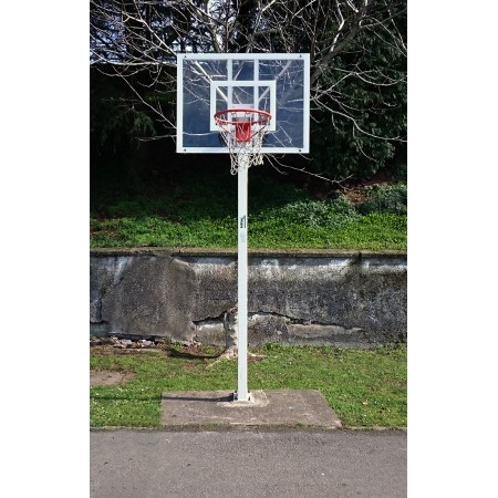 JUEGO DE 2 CANASTAS MINIBASKET DELUXE MONOTUBO TUBO 100 FIJAS CON BASE PARA ANCLAJE -SIN TABLERO NI ARO-