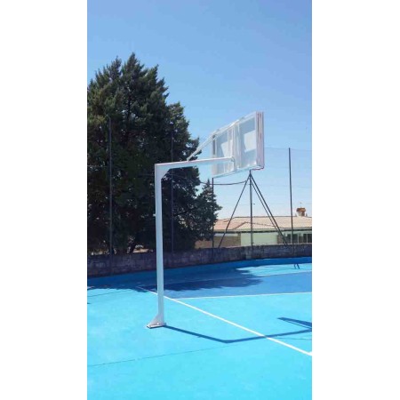 JUEGO DE 2 CANASTAS BALONCESTO MONOTUBO NEW TUBO 114 MM FIJAS  -SIN TABLERO, ARO- CON BASE DE ANCLAJE