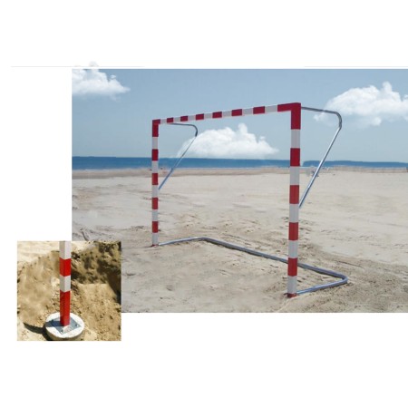 JUEGO DE 2 PORTERÍAS BALONMANO PLAYA ALUMINIO CON PLETINA DE AMARRE Y ARQUILLOS Y BASE GALVANIZADA JUEGO DE 2 PORTERÍAS BALONMANO PLAYA ALUMINIO CON PLETINA DE AMARRE Y ARQUILLOS Y BASE GALVANIZADA