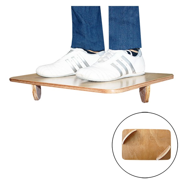 TABLA DE EQUILIBRIO CON DOBLE SEMICIRCULOS DE MADERA