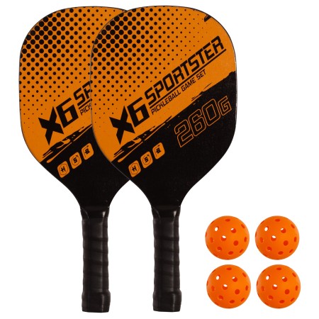 SET DE 2 PALAS PICKLEBALL MADERA CON 4 PELOTAS
