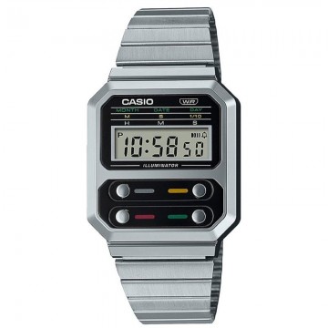 Reloj Digital Casio Vintage Iconic A100WE-1AEF/ 40mm/ Plata y Negro