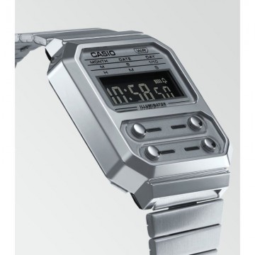 Reloj Digital Casio Vintage Iconic A100WE-7BEF/ 40mm/ Plata