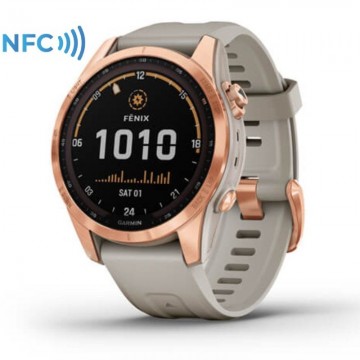 Smartwatch Garmin Fénix 7S Solar/ Notificaciones/ Frecuencia Cardíaca/ GPS/ Oro Rosa y Beige