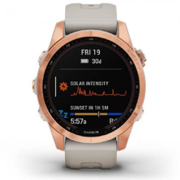 Smartwatch Garmin Fénix 7S Solar/ Notificaciones/ Frecuencia Cardíaca/ GPS/ Oro Rosa y Beige