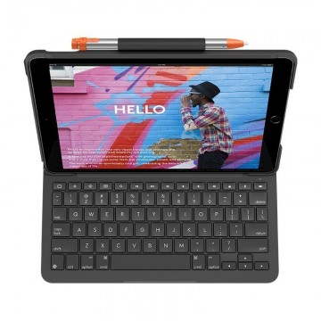 Funda con Teclado Logitech Slim Folio para Tablets Apple Ipad Pro de 10.2' 2019-2020/ Grafito