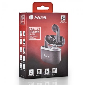 Auriculares Bluetooth NGS Ártica Crown con estuche de carga/ Autonomía 8h/ Negros