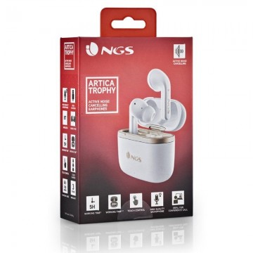 Auriculares Bluetooth NGS Ártica Trophy con estuche de carga/ Autonomía 5h/ Blancos