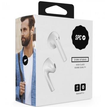 Auriculares Bluetooth SPC Zion Studio con estuche de carga/ Autonomía 5.30h/ Blanco