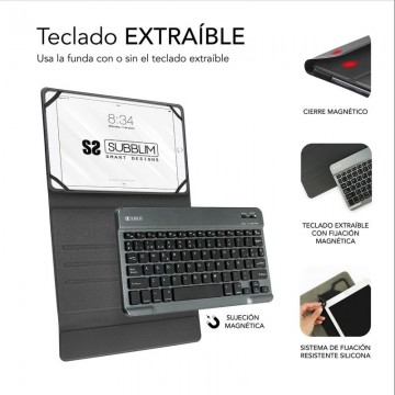 Funda con Teclado Subblim Keytab Pro Bluetooth para Tablets de 10.1'-10.8'/ Gris