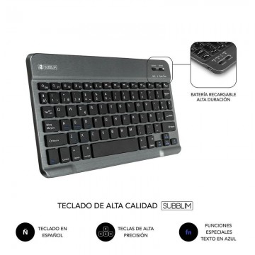 Funda con Teclado Subblim Keytab Pro Bluetooth para Tablets de 10.1'-10.8'/ Gris