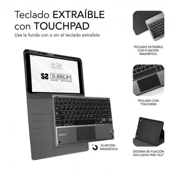 Funda con Teclado Subblim Keytab Pro Bluetooth Touchpad para Tablets Apple iPad de 10.2'/ Negra