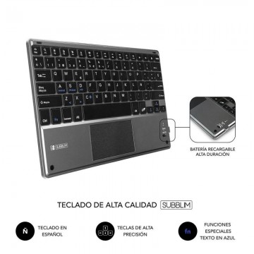 Funda con Teclado Subblim Keytab Pro Bluetooth Touchpad para Tablets Apple iPad de 10.2'/ Negra