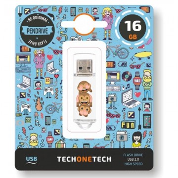Pendrive 16GB Tech One Tech Emojitech No-Evil Monkey USB 2.0