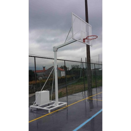 JUEGO DE 2 CANASTAS BALONCESTO DELUXE MONOTUBO TUBO 100 TRASLADABLE 2 RUEDAS CON CARRO  -SIN TABLERO, ARO