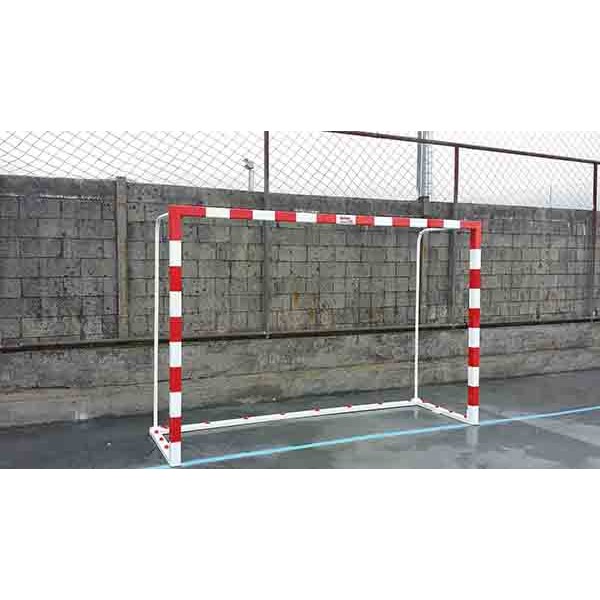 JUEGO PORTERÍAS F.SALA/BALONMANO ALUMINIO TRASLADABLES 80X80MM CON BASE 80X40MM