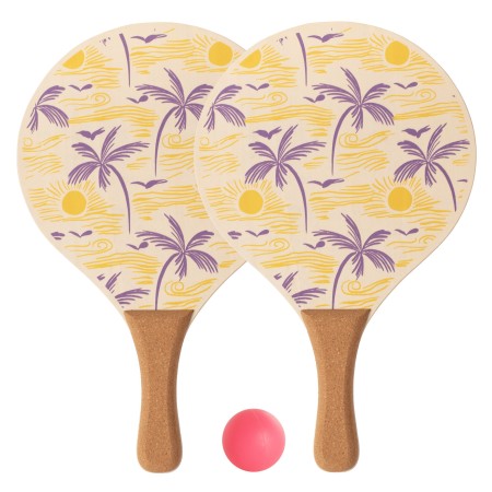 JUEGO DE PALAS DE PLAYA DE MADERA CON PELOTA SOFTEE PALM