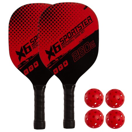 SET DE 2 PALAS PICKLEBALL MADERA CON 4 PELOTAS
