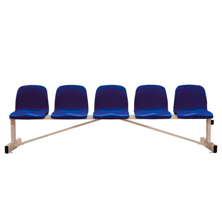 BANCO METÁLICO NEW CON ASIENTO AZUL PVC -5 PLAZAS- RESPALDO ALTO
