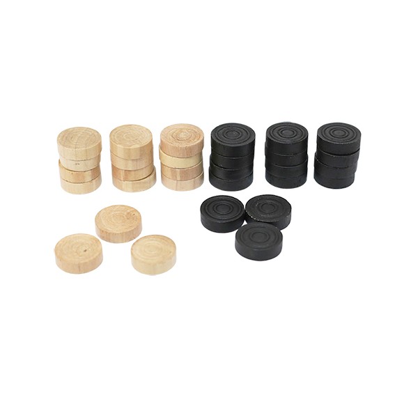 FICHAS DAMAS MADERA (12 FICHAS NEGRAS + 12 FICHAS BLANCAS)