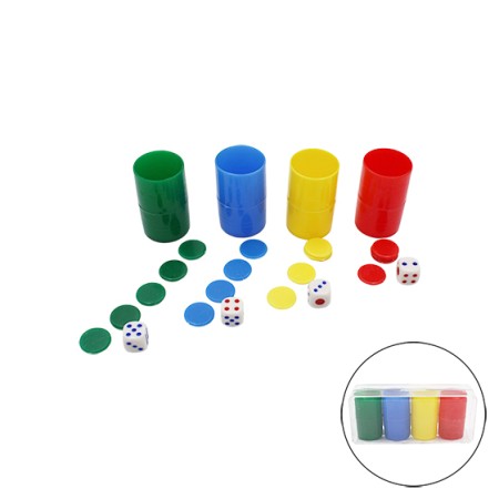 LOTE 3 PACKS 4 CUBILETES CON FICHAS DE PARCHÍS Y DADOS LOTE 3 PACKS 4 CUBILETES CON FICHAS DE PARCHÍS Y DADOS