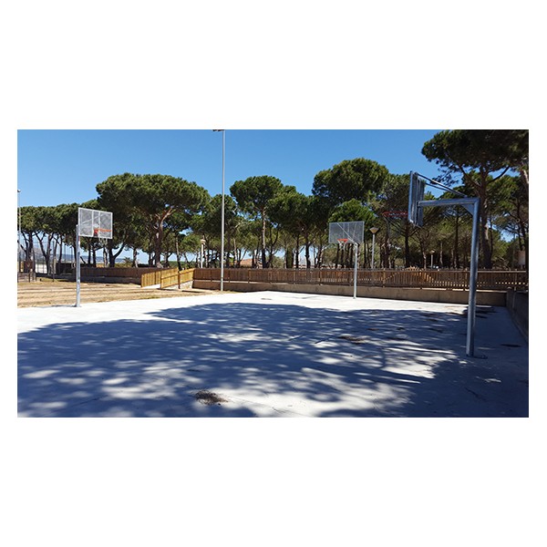 JGO CANASTAS ANTIVANDALICAS MINIBASKET NEW TUBO 114 MM GALVANIZADAS -INCLUYE AROS, REDES Y TABLEROS-
