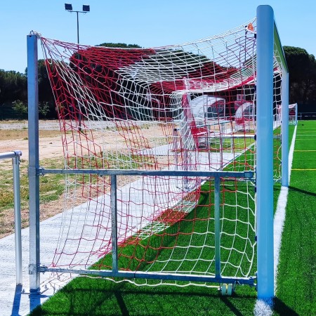 JUEGO PORTERÍAS ALUMINIO FÚTBOL 7  120X100 MM ABATIBLES CON ARQUILLOS GALVANIZADOS EN CALIENTE